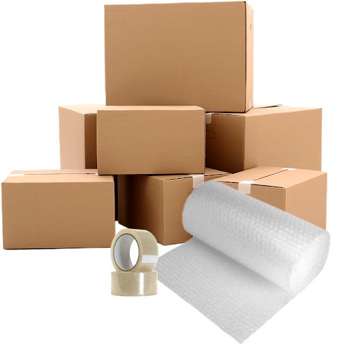 Boxes, bubble wrap and tape